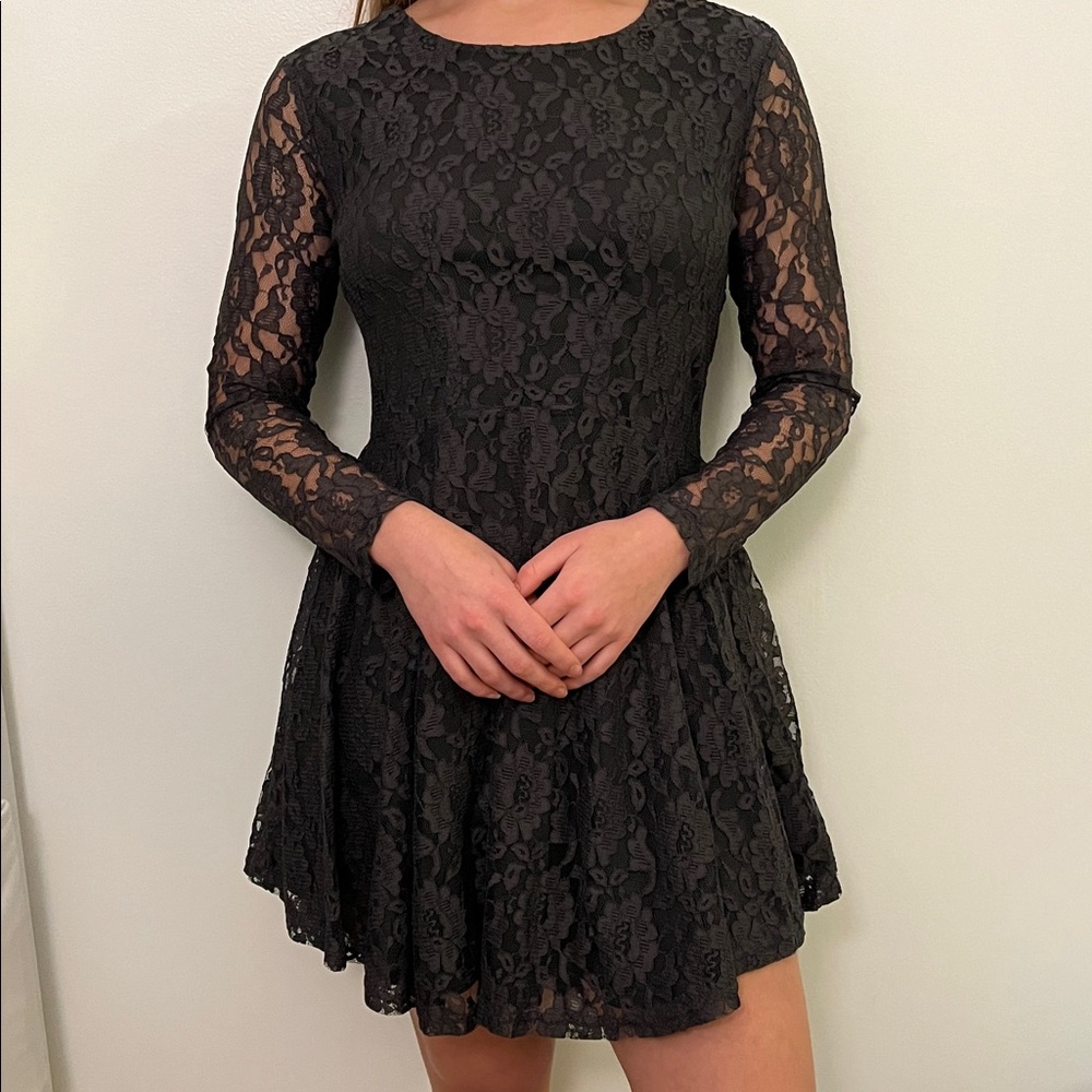 Altar'd State Black Floral Lace Dress